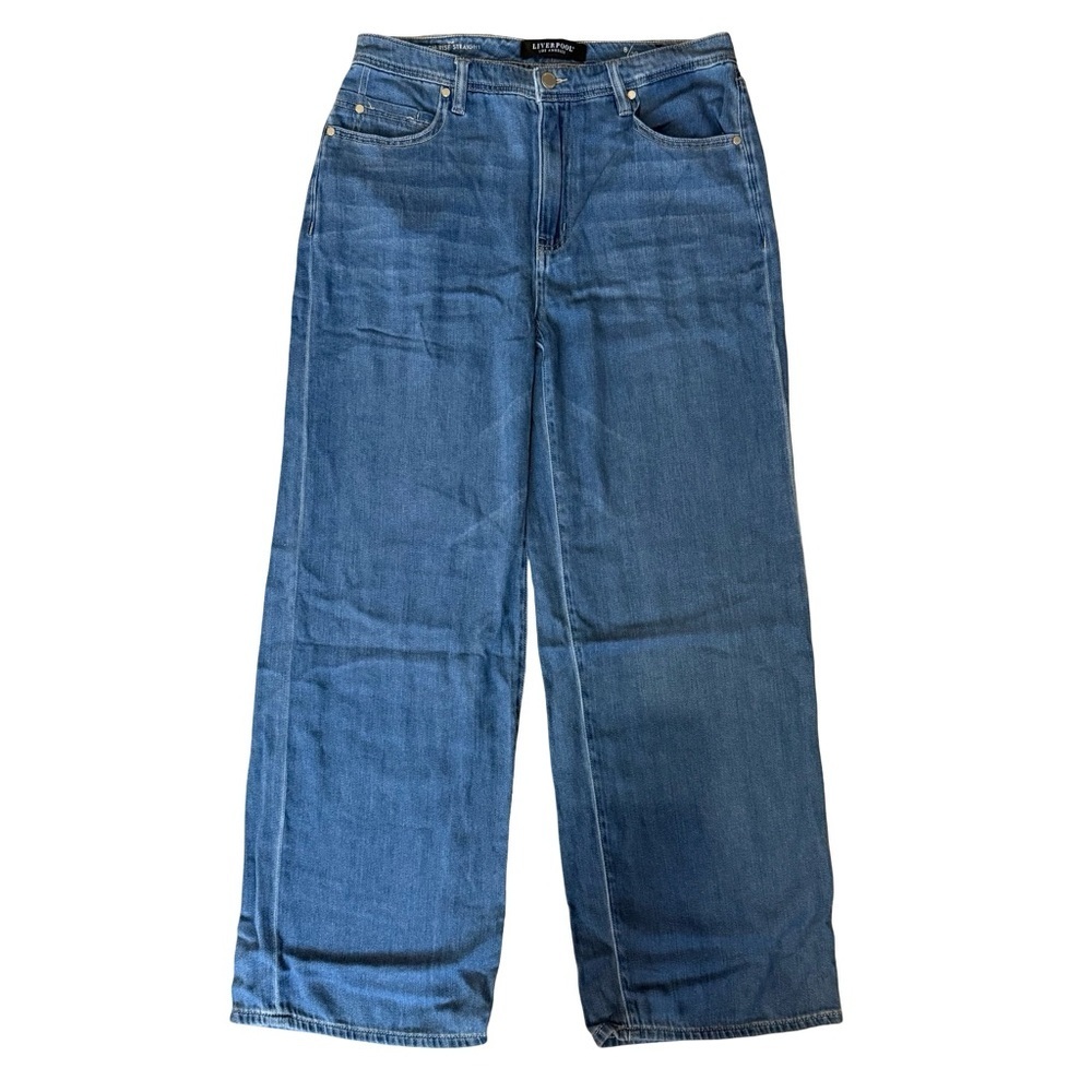 Liverpool Blue High Rise Straight & Wide Leg Jeans Size 8 29 Modern Denim